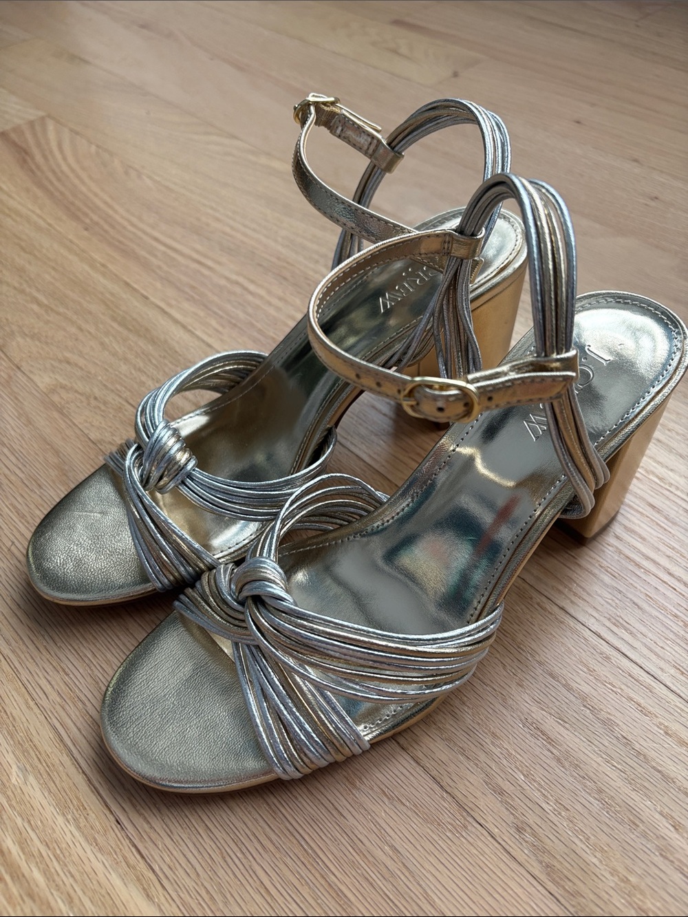 J. Crew Gold & Silver Strappy Heels | 8